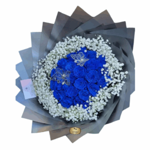 Bouquet de Rosas Azules con Gipsophilia – Exclusivo de Las Palmas Floristería Bogotá
