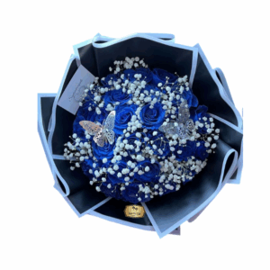 Bouquet de Rosas Azules con Gipsophila – Las Palmas Floristería Bogotá
