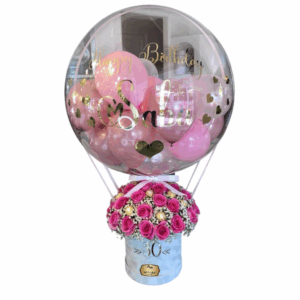 🎈✨ Globo Burbuja con Rosas, Chocolates y Personalización – Las Palmas Floristería Bogotá ✨🎈