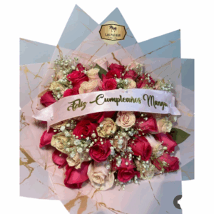 Bouquet de Rosas “Feliz Cumpleaños Mami” – Las Palmas Floristería Bogotá