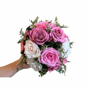 🌸 Centro Floral con Rosas Preservadas Premium en Matera de Cerámica | Las Palmas Floristería Bogotá