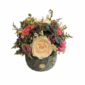 🌸 Arreglo Floral con Rosas Preservadas Premium – Las Palmas Floristería Bogotá