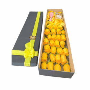 Caja de Rosas Amarillas con Espumoso – Las Palmas Floristería Bogotá