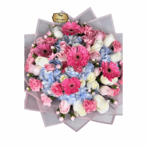 💕 Ramo de Flores Rosadas y Azules – Las Palmas Floristería Bogotá | Entrega a Domicilio en Bogotá