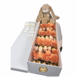 🧸🌷 Caja Floral con Peluche – Las Palmas Floristería Bogotá | Arreglo con Entrega a Domicilio en Bogotá