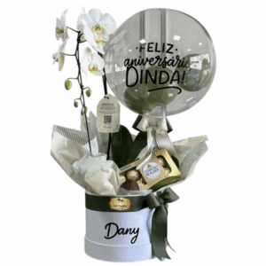 🤍🌿 Arreglo con Orquídea Blanca y Globo Personalizado – Las Palmas Floristería Bogotá | Entrega en Bogotá