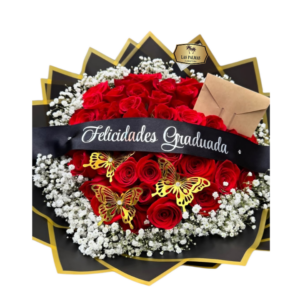 🌹 Bouquet de Rosas Rojas Felicitaciones Graduada | Floristería Las Palmas Bogotá y Cali
