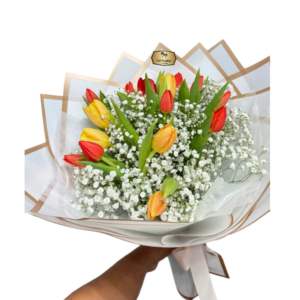 🌷 Bouquet de Tulipanes y Gypsophila | Floristería Las Palmas Bogotá y Cali