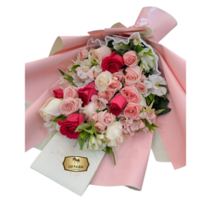 💐 Bouquet Romántico de Rosas Rosadas y Rojas | Floristería Las Palmas Bogotá y Cali