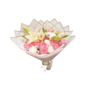 💐 Bouquet Elegante con Lirios, Claveles y Rosas Rosadas | Floristería Las Palmas Bogotá y Cali