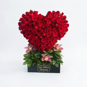 ❤️ Corazón de Rosas Rojas en Caja Elegante Gigante | Floristería Las Palmas Bogotá