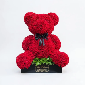 🧸 Escultura de Oso con Rosas Rojas | Floristería Las Palmas Bogotá