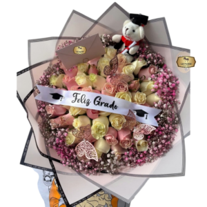 🎓 Bouquet de Rosas para Graduación con Peluche y Detalles | Floristería Las Palmas Bogotá