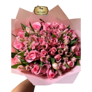 🌸 Bouquet de Rosas Rosadas y Astromelias | Flores Elegantes y Delicadas Bogotá