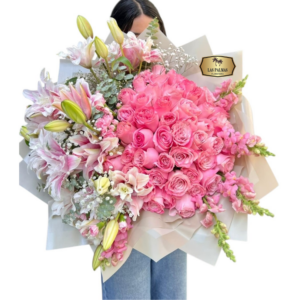 Bouquet Premium Rosado con Lirios y Rosas | Sueño Rosa Bogotá