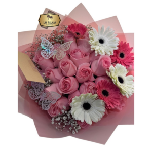 🌸 Bouquet Rosado con Gerberas y Rosas | Dulce Encanto Bogotá