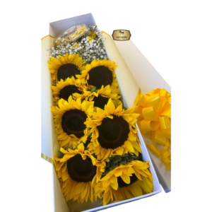 Caja de Girasoles con Chocolates Ferrero Rocher | Regalo Sorpresa Bogotá