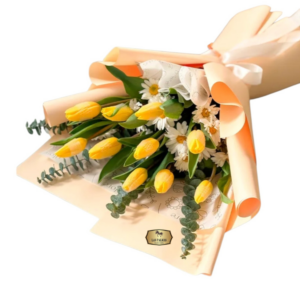 🌼 Bouquet de Tulipanes Amarillos y Margaritas | Arreglo Floral Alegre Bogotá
