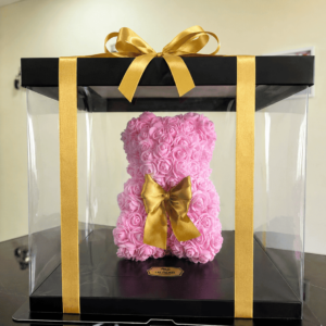 🧸 Oso de Rosas Rosado en Caja de Lujo 24 cm | Regalo Premium Bogotá