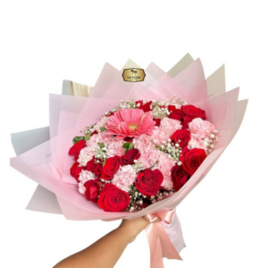 Ramo de Rosas Rojas, Claveles y Gerbera | Bouquet Sorpresa Romántico Bogotá
